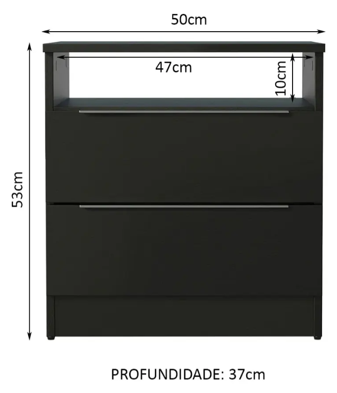Mesa De Luz Dormitorio Auxiliar Cajones - Negro - Imagen 5