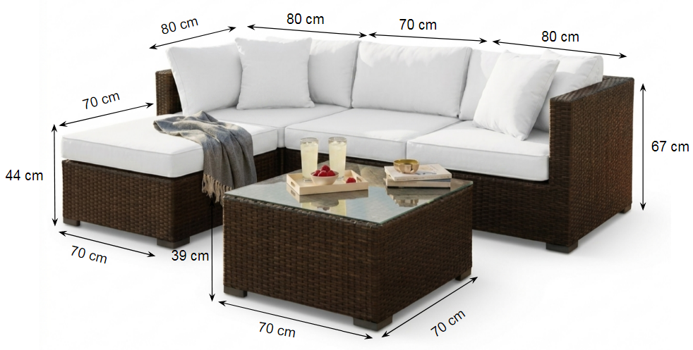 Juego de Jardin Living Rattan Esquinero 4 Piezas Sillones + Mesa - Imagen 2