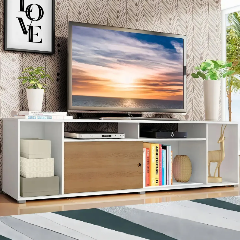 Rack Tv Living Modular Hasta 65' - Blanco/Rústico - Imagen 2