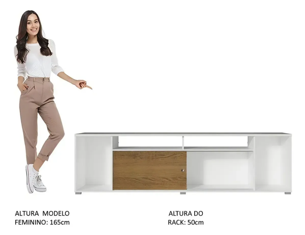 Rack Tv Living Modular Hasta 65' - Blanco/Rústico - Imagen 5